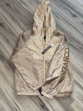 Converse Kids' Hooded Rain Jacket in Shimmering Champagne Gold